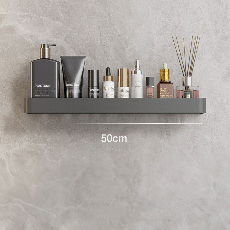 Metal Bathroom Organizer Shelf Gray 12-Inch Shower Caddy Wall-Mount Storage Rack for Shampoo Toiletries & Towels Space-Saving Modern Design