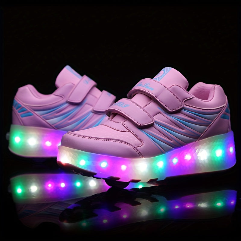 LED Light-Up Roller Sneakers for Kids | Detachable Wheels | Fun Glow Shoes for Girls & Boys