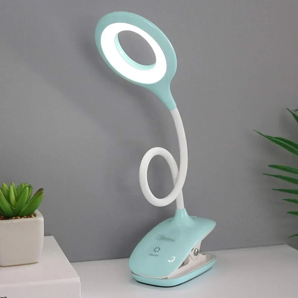 Clip-On LED Desk Light with Adjustable Gooseneck 18 Inch Touch Control Dimming USB Powered Task Lamp for Bedroom Office Study Portable Book