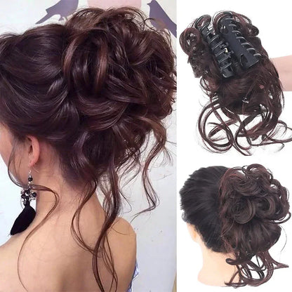 Synthetic Updo Hairpiece with Clip Attachment – Textured Volume for Thin or Fine Hair – Available in 18 Shades Including Blonde, Brown, Black, Gray &