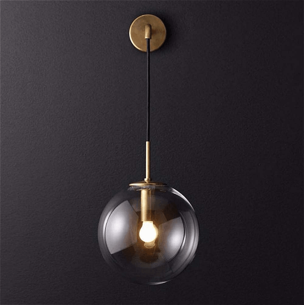 Glass Cylinder Wall Light Fixture Black or Gold Finish for Hallway Bedroom Living Room Entryway Contemporary Indoor Lighting
