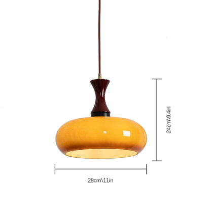Handcrafted Timber & Glass Ceiling Fixture 12-Inch Suspended Lighting Ideal for Kitchens Dining Areas Bedrooms E26 Socket Rustic Farmhouse M