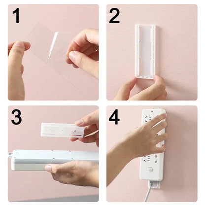 Adhesive Power Strip Holder Wall Mount Organizer Cable Management System for Router Modem Home Office 10-Pack