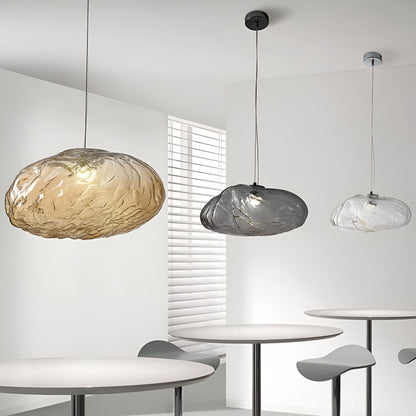 Glass Hanging Lamp Organic Shape Warm Diffused Glow for Kitchen Island Dining Table Sculptural Overhead Fixture Modern Home Lighting