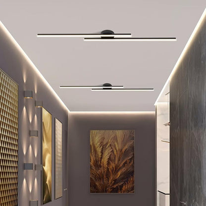 Flush Mount LED Overhead Light | Black Aluminum Linear Low-Profile Fixture for Bedrooms, Entryways & Compact Spaces | Modern Minimalist Desi