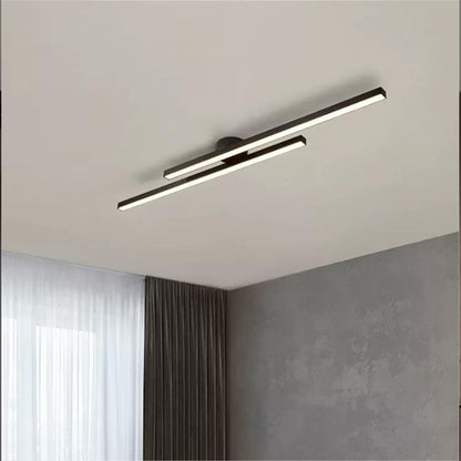 Flush Mount LED Overhead Light | Black Aluminum Linear Low-Profile Fixture for Bedrooms, Entryways & Compact Spaces | Modern Minimalist Desi