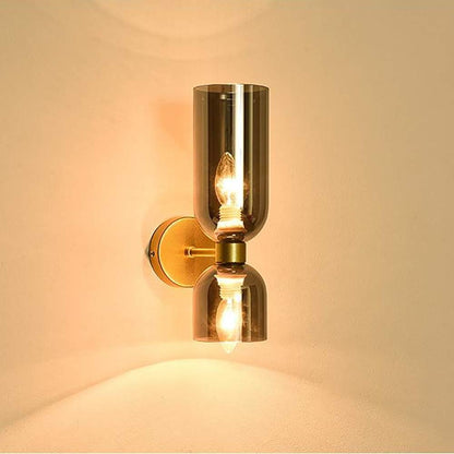 Dual-Shade Glass Sconce 16.5 inches White Iron Wall Light for Bedrooms Hallways Living Rooms Modern Accent Lighting E12 Base Ambient Fixture