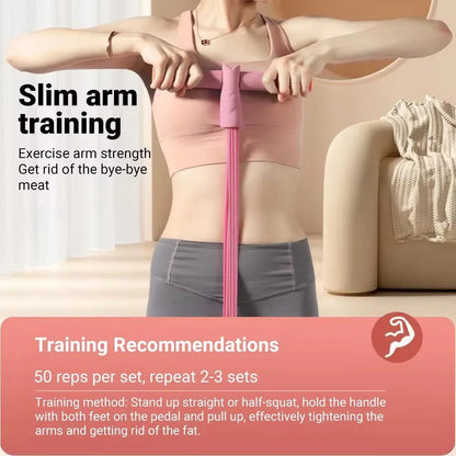 Full-Body Resistance Band Trainer with Foot Pedals and Foam Handles for Home Yoga Pilates Strength Training Arms Legs Core