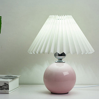 Ceramic Accent Lamp with Fabric Shade 11x9.5 in E26 Socket for Nightstand Desk Study Room Reading Light Modern Home Decor