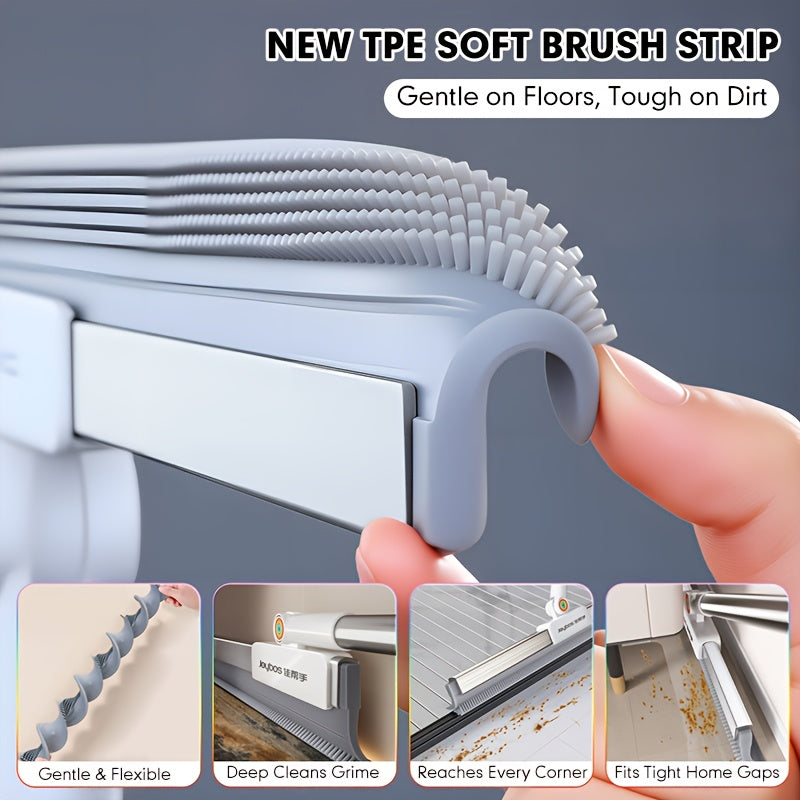 Dual-Action Floor Squeegee with Rubber Edge & Soft Bristles for Pet Hair Removal