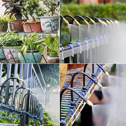 Outdoor Misting System 66 ft with 20 Copper Nozzles – Patio Cooling & Garden Irrigation for Decks, Plants & Greenhouses