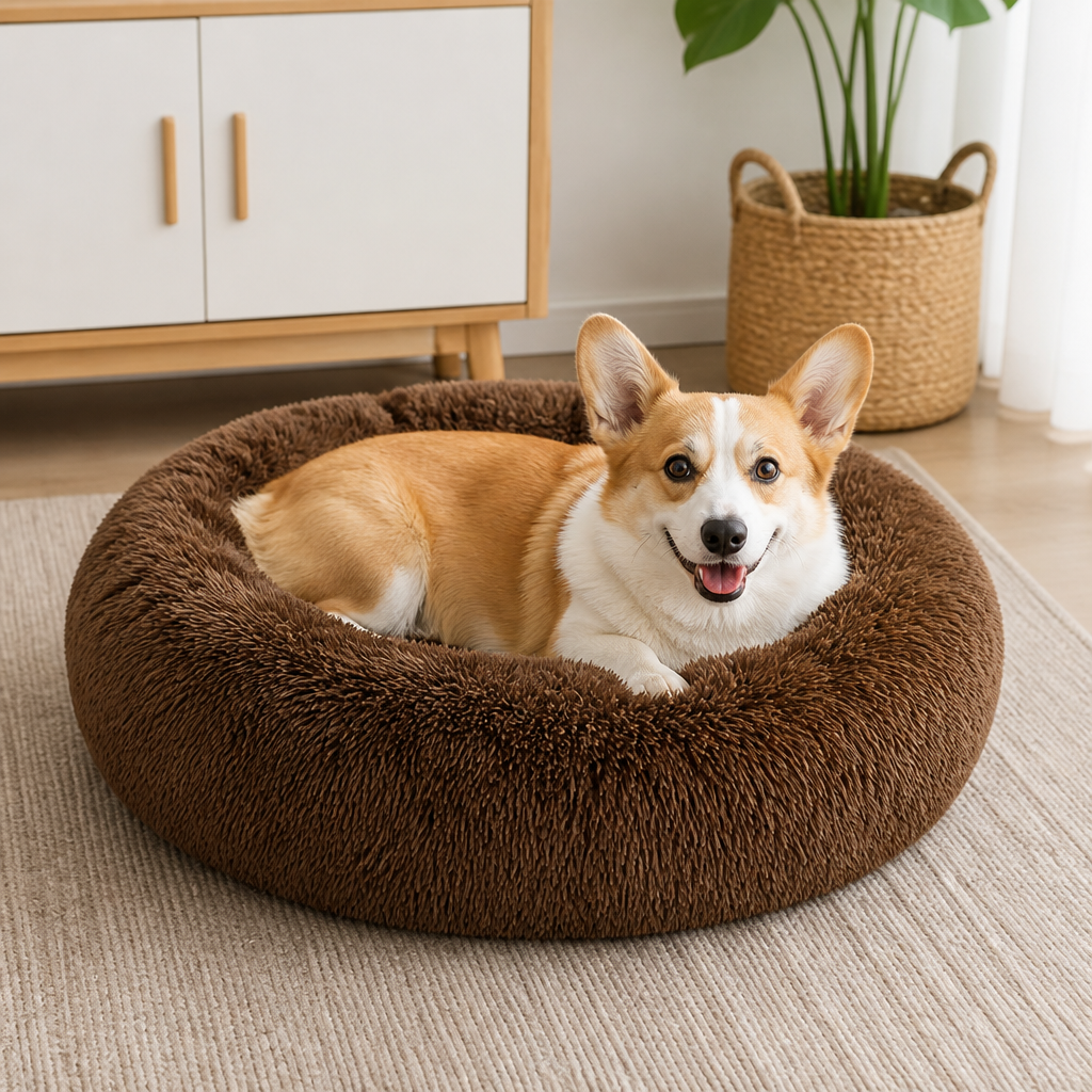 Ortekor Calming Plush Donut Dog Bed