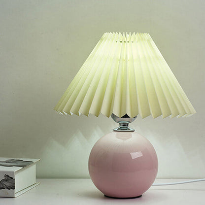 Ceramic Accent Lamp with Fabric Shade 11x9.5 in E26 Socket for Nightstand Desk Study Room Reading Light Modern Home Decor