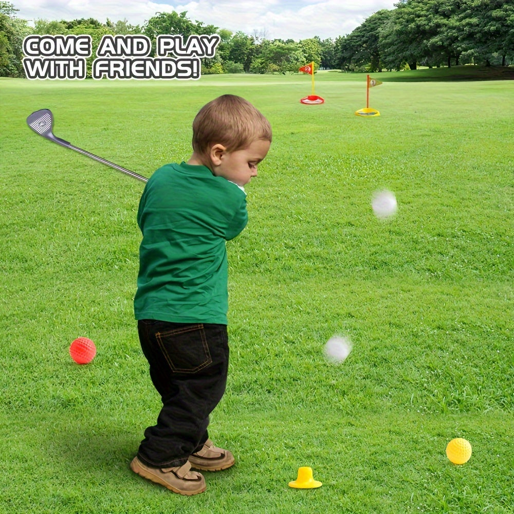 Kids Golf Set with Adjustable Clubs & Targets for Active Indoor Outdoor Play Ages 3-8 | Complete Starter Kit with Balls & Bases for Motor