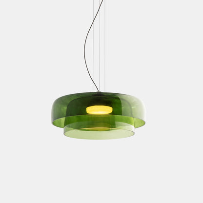 Layered Glass Hanging Light 16.5 in Orange for Kitchen Island & Dining Table – Adjustable Cord Suspension Fixture LED Included Modern Scandi