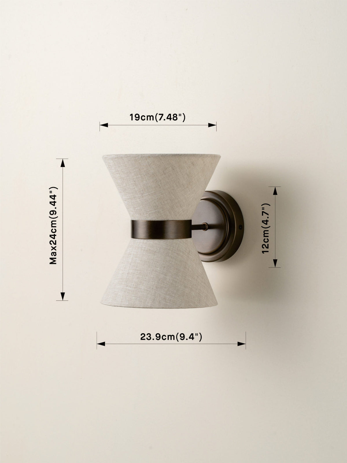 Dual-Socket Sconce with Fabric Shade and Metallic Accent for Bedrooms, Entryways, and Accent Walls