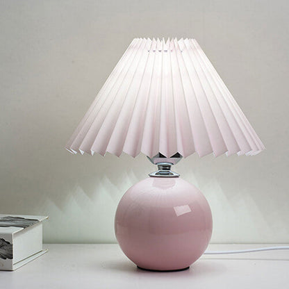 Ceramic Accent Lamp with Fabric Shade 11x9.5 in E26 Socket for Nightstand Desk Study Room Reading Light Modern Home Decor