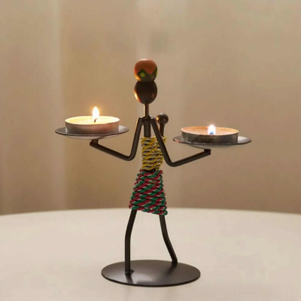 LUMIVIBE – Abstract Metal Candle Holder Sculpture