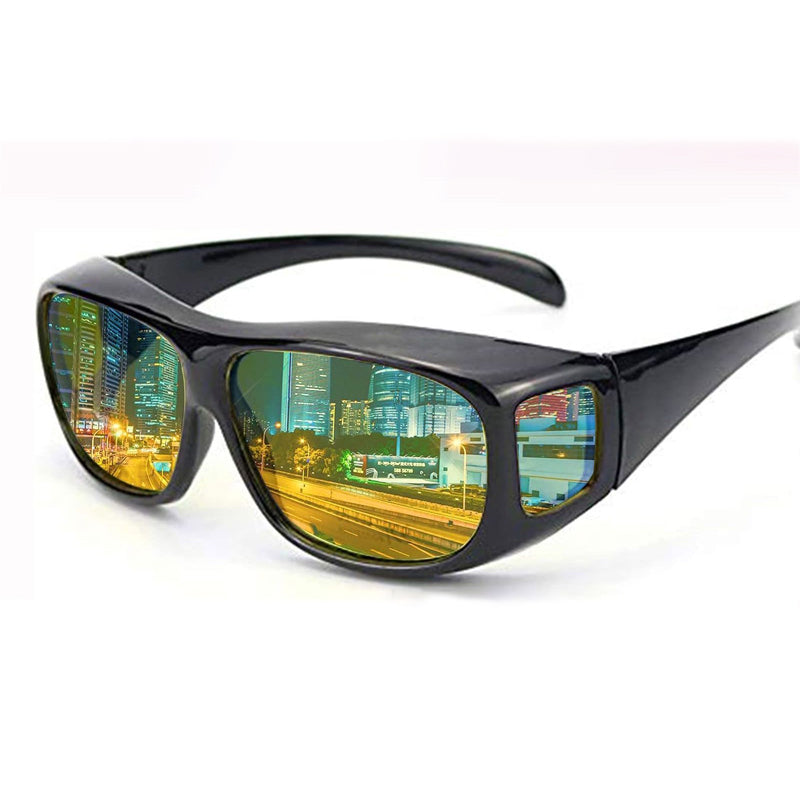 Anti-Glare Night Driving Glasses with Polarized Amber Lenses & Wraparound Frame for Headlight Glare Reduction, Fog & Low Light Vision