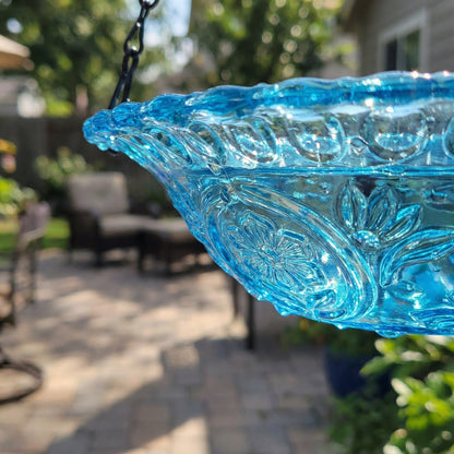 Solar Powered Outdoor Bird Bath with Cascading Water Feature in Glass for Patio and Backyard Wildlife