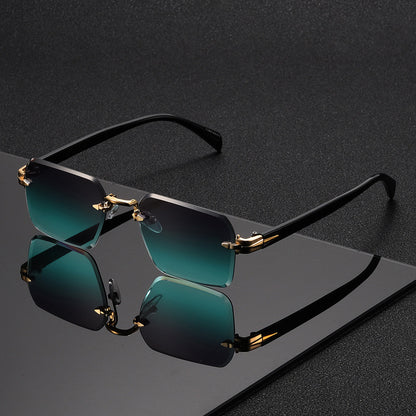 Rimless Square Eyeglasses for Men – Lightweight Metal Frame with Modern Minimalist Style