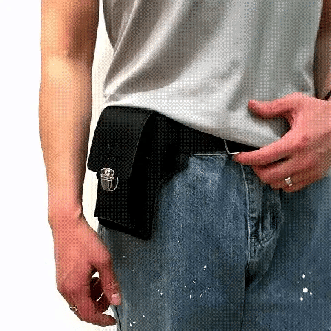 Waist Bag Faux Leather Adjustable Strap 2-Piece Set