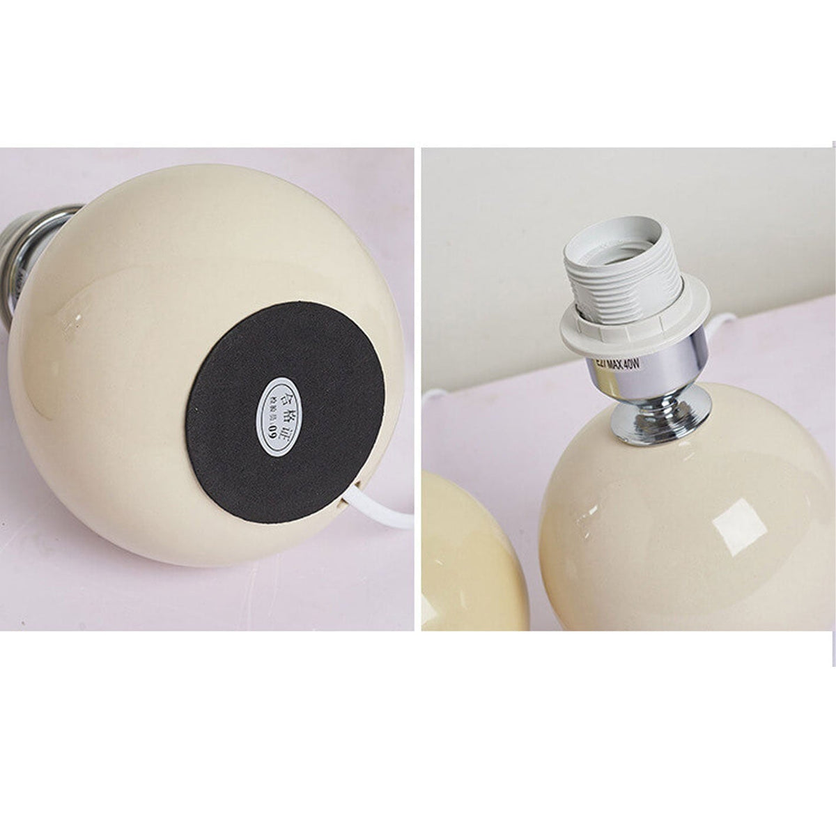 Ceramic Accent Lamp with Fabric Shade 11x9.5 in E26 Socket for Nightstand Desk Study Room Reading Light Modern Home Decor