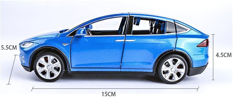 Diecast Toy Car, Tesla Model X Pull Back Car with Sound and Light, 1:32 Scale Toy Vehicle for Kids Ages 3-6