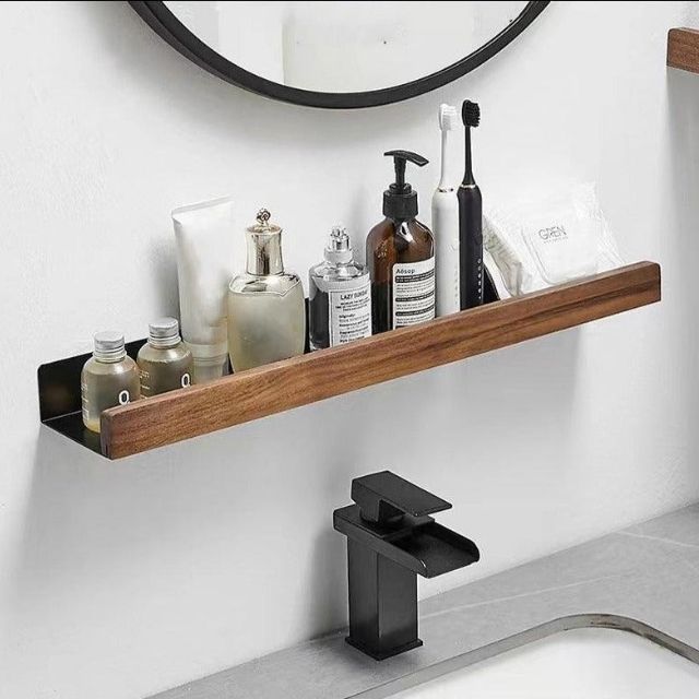 Willow Bathroom Shelf - Solid Wood, No-Drill Storage Solution
