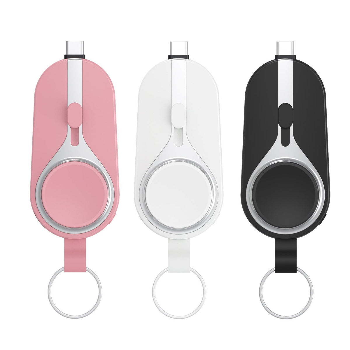 Clip-On Portable Power Bank with Wireless Charging Pad for Smartphones and Smartwatches, Lightweight Keychain Battery Pack with Carabiner At