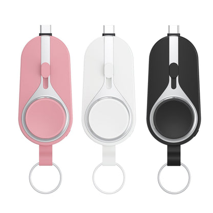 Clip-On Portable Power Bank with Wireless Charging Pad for Smartphones and Smartwatches, Lightweight Keychain Battery Pack with Carabiner At