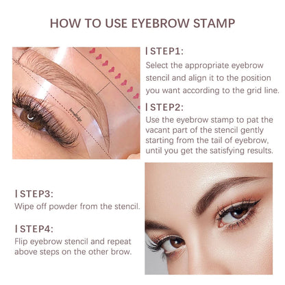 Eyebrow Stamp & Stencil Styling Kit – Quick Shape & Fill Tool for Natural Looking Arches, Includes Multiple Shades & Templates for