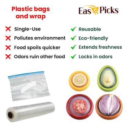 Stretch-Seal Half-Fruit Storage Containers with Snap-On Lids, Set of 4 Nesting Bins for Avocado Lemon Onion Tomato, BPA-Free Fresh Keeper