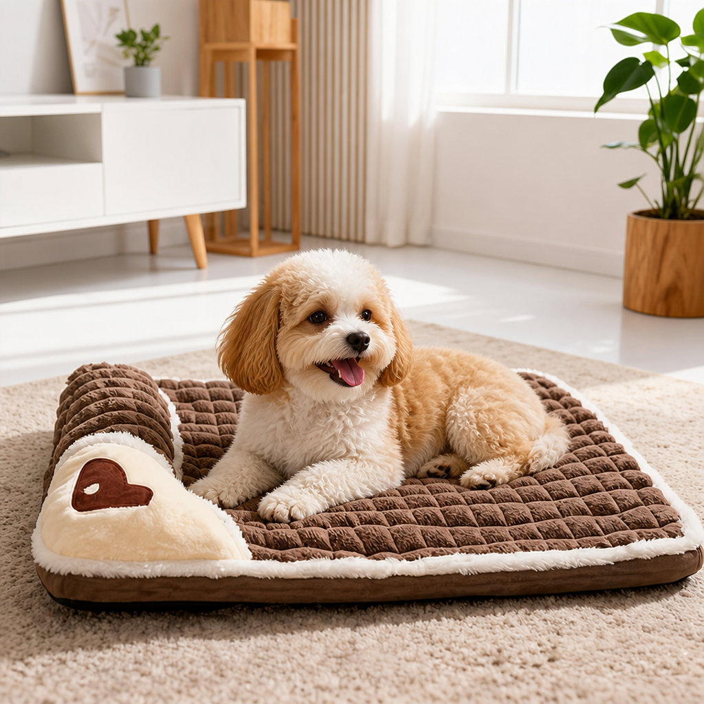 Ortekor Four-Season Plush & Washable Dog Sleeping Mat (Removable Floor Mat)
