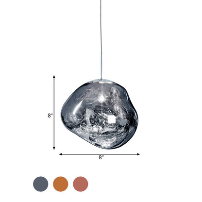 Glass Pendant Light Fixture for Dining Room & Kitchen – Modern Metal Hanging Lamp in Gold, Silver & Red – E26 Socket for LED &