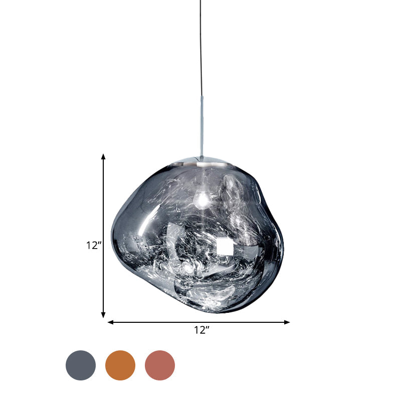Glass Pendant Light Fixture for Dining Room & Kitchen – Modern Metal Hanging Lamp in Gold, Silver & Red – E26 Socket for LED &