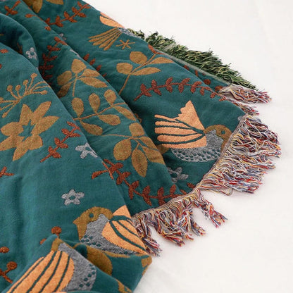 Scandinavian Bird Throw Blanket | Reversible Design for Cozy Comfort | Stylish Addition for Any Room