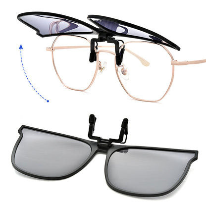 Magnetic Clip-On Polarized Sunglasses Adapter for Prescription Glasses UV Protection Flip-Up Lenses Driving Eyewear Accessory for Eyeglasses