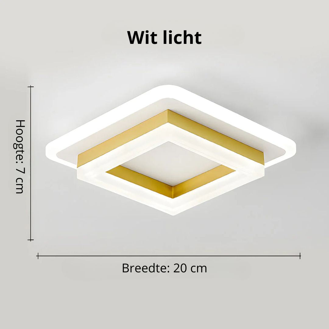 Flush Mount LED Light Fixture Square Layered Design 1920 Lumens for Bedroom Hallway Living Room Kitchen Den Black Gold Finish Contemporary M