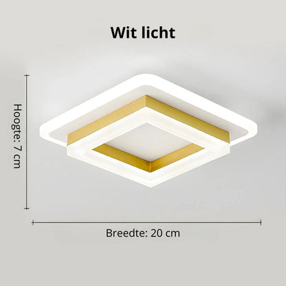 Flush Mount LED Light Fixture Square Layered Design 1920 Lumens for Bedroom Hallway Living Room Kitchen Den Black Gold Finish Contemporary M
