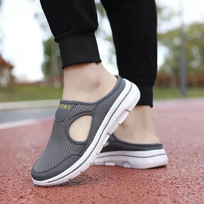 Breathable Mesh Slip-On Slippers with Cushioned Footbed for Men – Open-Back Design for Indoor & Outdoor Wear