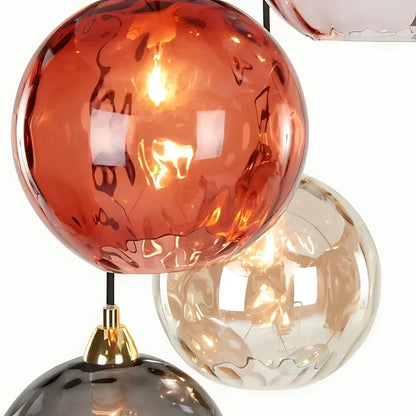 Textured Glass Globe Hanging Light 7.9 Inch Dining Room Island Fixture Adjustable Height Modern Sphere Pendant Minimalist Ceiling Lamp for K