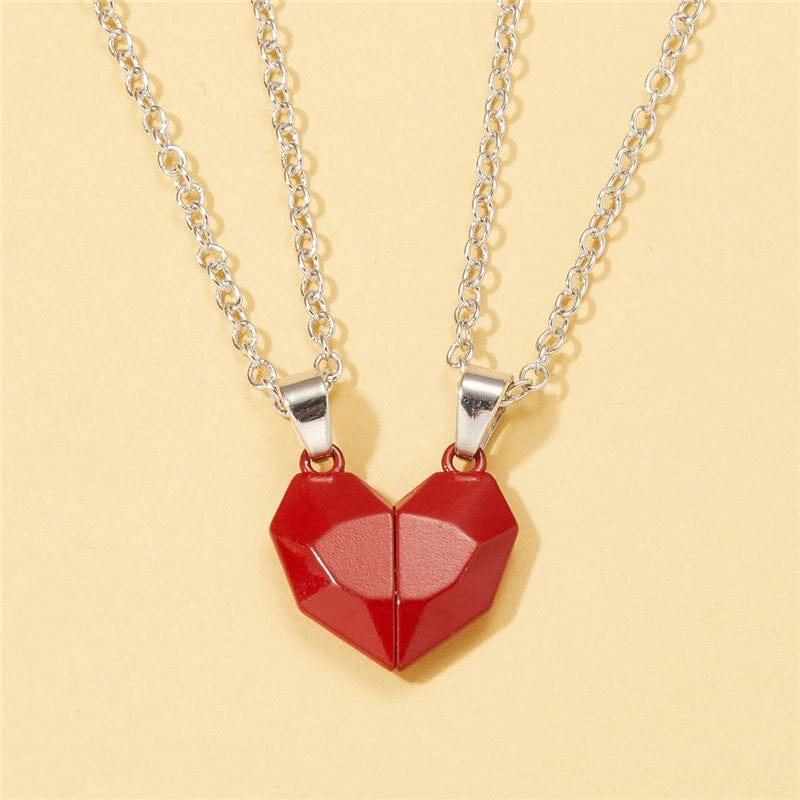Magnetic Heart Pendant Necklaces for Couples – Matching His & Hers Set with Gold-Plated Finish – Two Interlocking Hearts – Gift for