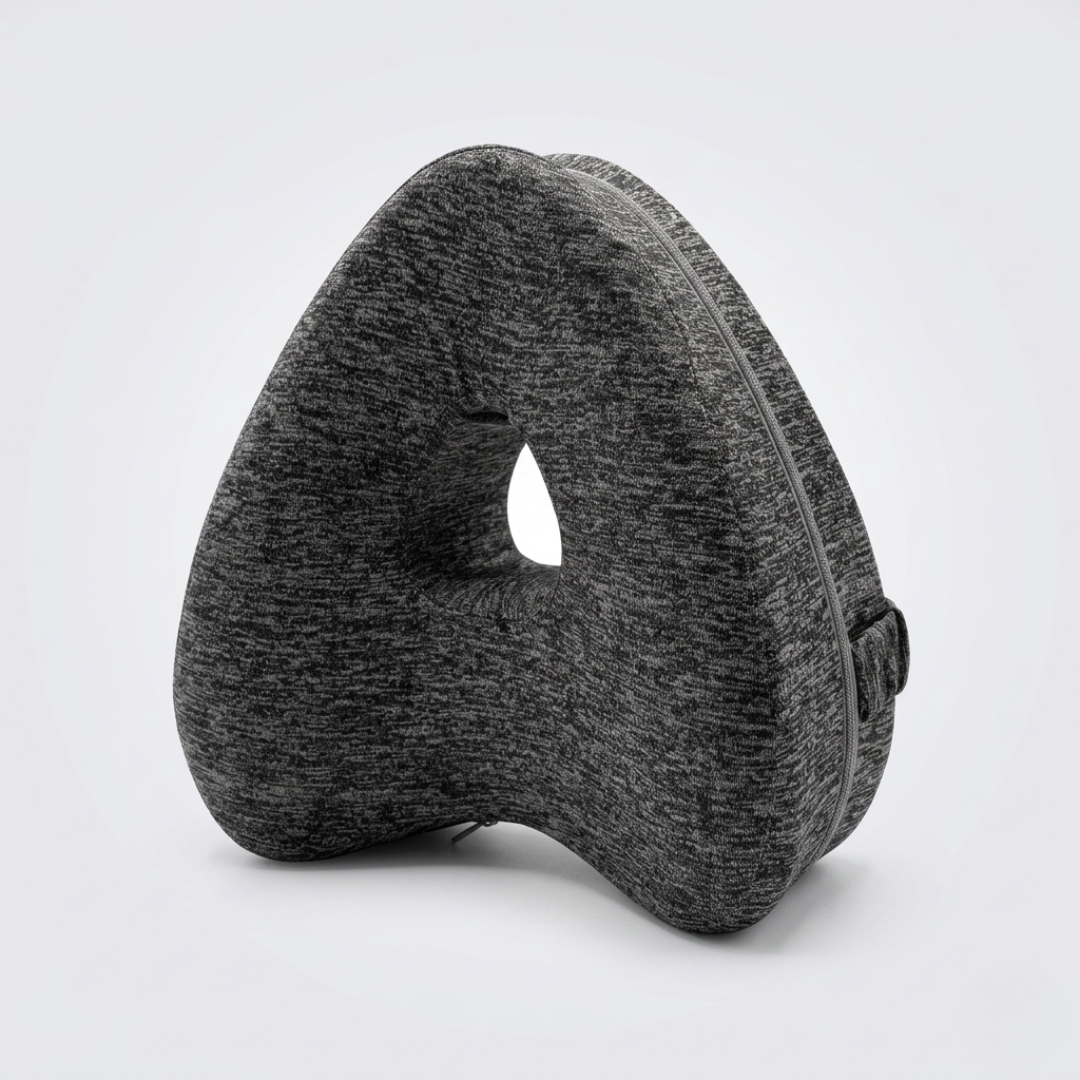 Ergonomic Knee Cushion for Side Sleepers – Contoured Hip Alignment Support Pillow with Adjustable Strap – Breathable Memory Foam for Lower