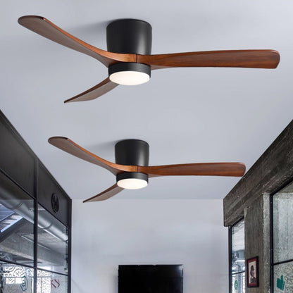 Wood Blade Ceiling Fan with Integrated LED Light and Remote Control for Bedroom Living Room Quiet DC Motor Airflow Year-Round Comfort Scandi
