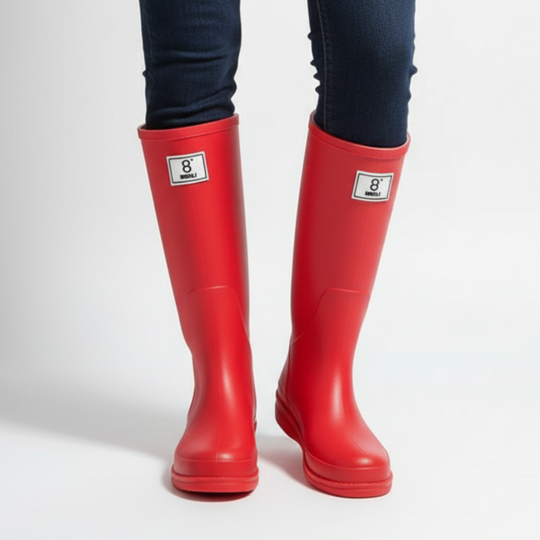 Women's Waterproof Rain Boots Mid-Calf – Slip-On PVC Wellington Boots for Wet Weather, Mud & Garden