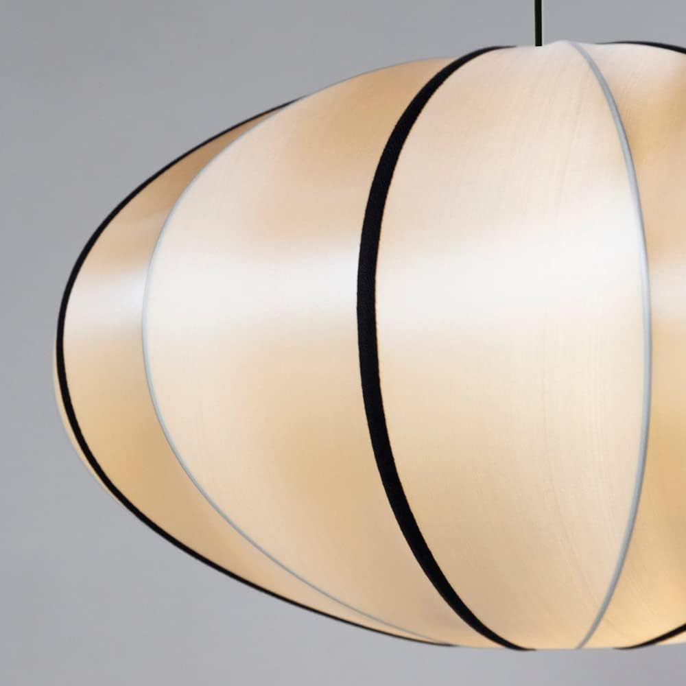 Fabric Ceiling Light 16-Inch Orb Shade for Dining Room Bedroom Kitchen Island White Silk Hanging Fixture E27 Socket Adjustable Height