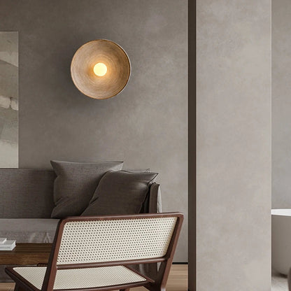 Round Glass Resin Wall Sconce White LED Fixture Bedroom Hallway Living Room Soft Glow Minimalist Mount Ambient Light for Home