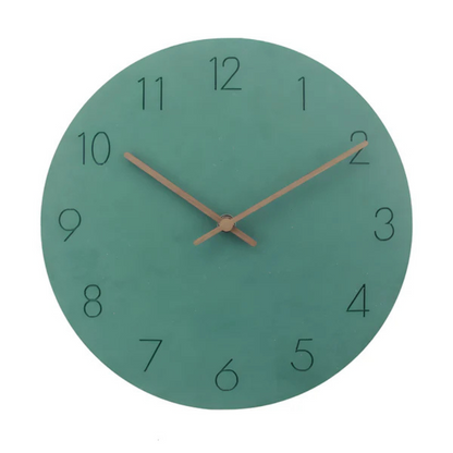 Wooden Wall Clock Silent Quartz Movement No Ticking 11.5 Inch Round Modern Home Office Bedroom Living Room Kitchen Décor Minimalist
