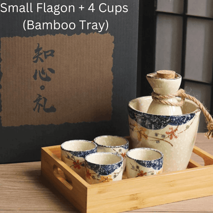 Handcrafted Ceramic Sake Serving Set Cherry Blossom Design Tokkuri Flagon Ochoko Cups Traditional Japanese Drinkware for Home Entertaining G